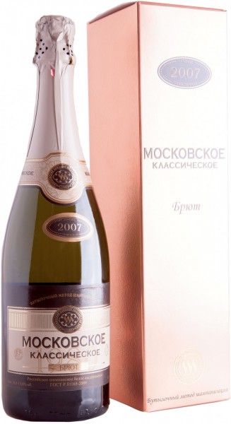 Игристое вино Moscow Classic Champagne, Brut, gift box