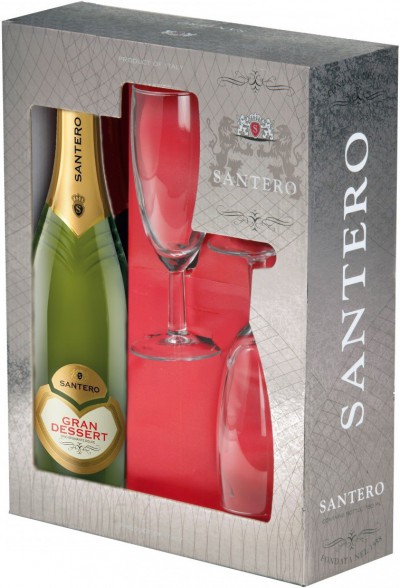 Игристое вино Santero, "Gran Dessert", gift box with 2 glasses