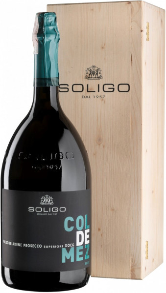 Игристое вино Soligo, "Col de Mez" Brut, Valdobbiadene Prosecco Superiore DOCG, wooden box, 3 л