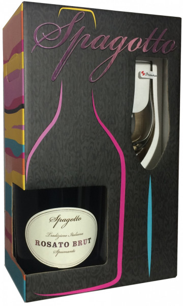 Игристое вино "Spagotto" Rosato Brut, gift set with glass