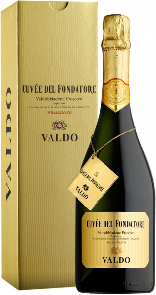 Игристое вино Valdo, Cuvee del Fondatore, Prosecco di Valdobbiadene DOCG, gift box