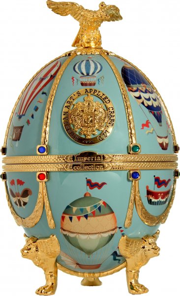Набор "Императорская Коллекция" в футляре в форме яйца Фаберже, Голубой с шарами (Uovo Mongolfiere Celeste), в бархатной коробке