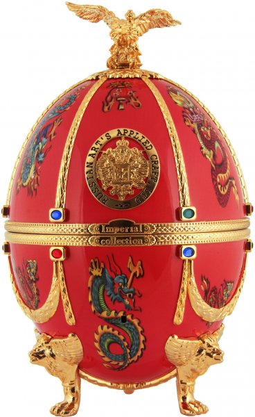 Набор "Императорская Коллекция" в футляре в форме яйца Фаберже, Красный с драконами, в бархатной коробке, 0.7 л
