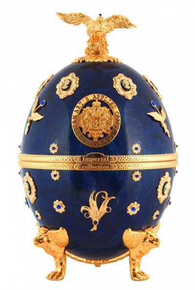 Набор "Императорская Коллекция" в футляре в форме яйца Фаберже, Синий с камеями, в бархатной коробке