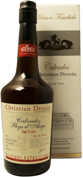 Кальвадос Christian Drouin, Calvados Pays d'Auge "Fut de Porto", gift box, 0.7 л