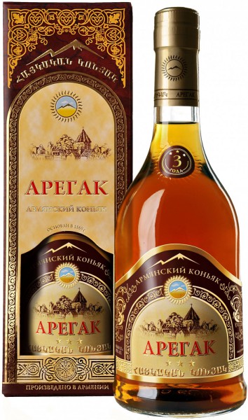 Коньяк Armenian Cognac "Aregak" 3 Stars, gift box, 0.5 л