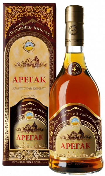 Коньяк Armenian Cognac "Aregak" 4 Stars, gift box, 0.5 л