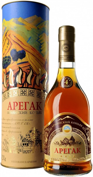 Коньяк Armenian Cognac "Aregak" 4 Stars, in tube, 0.5 л