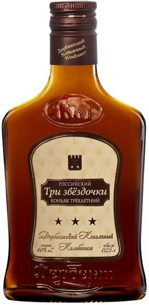 Коньяк Derbent cognac factory, Rossiysky "3 stars", 0.25 л