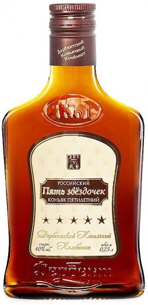 Коньяк Derbent cognac factory, Rossiysky "5 stars", 0.25 л