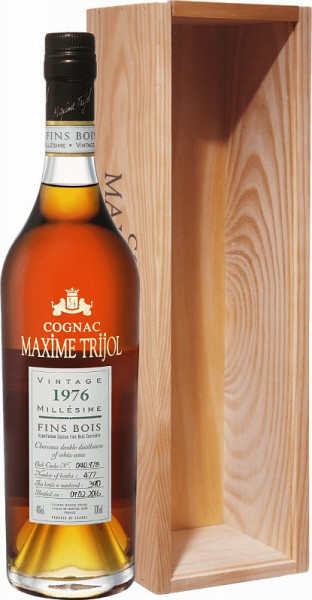 Коньяк "Maxime Trijol" Fins Bois AOC, 1976, wooden box, 0.7 л