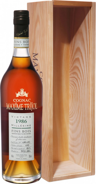 Коньяк "Maxime Trijol" Fins Bois AOC, 1986, wooden box, 0.7 л