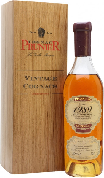 Коньяк "Prunier" Petite Champagne AOC, 1989, gift box, 0.7 л