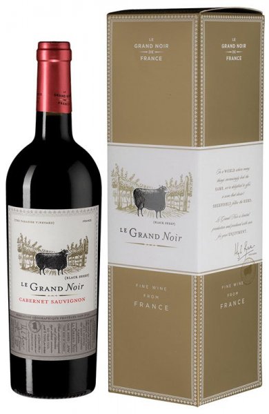 Вино "Le Grand Noir" Cabernet Sauvignon, Pays d'Oc IGP, gift box, 2020