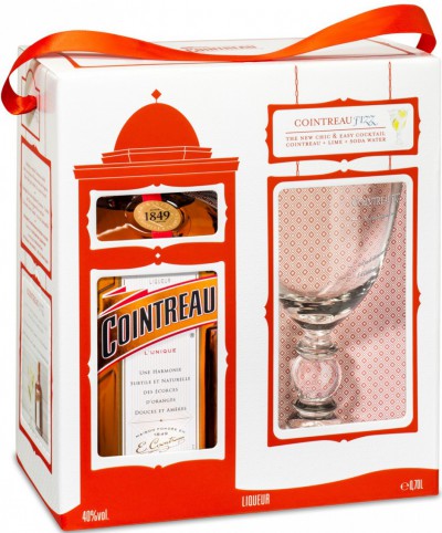 Ликер Cointreau, gift box with cocktail glass, 0.7 л