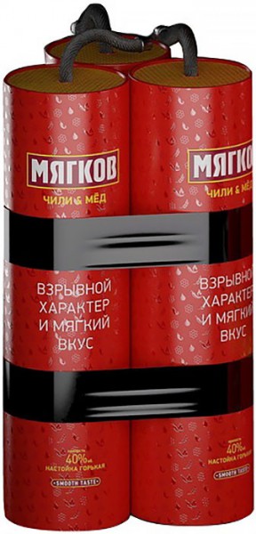 Ликер "Myagkov" Chilli & Honey, Bitter, gift wrap "Dinamit", 0.5 л