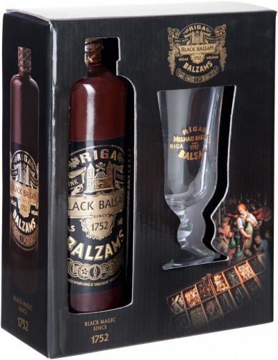 Ликер Riga Black Balsam, gift box with a glass, 0.5 л