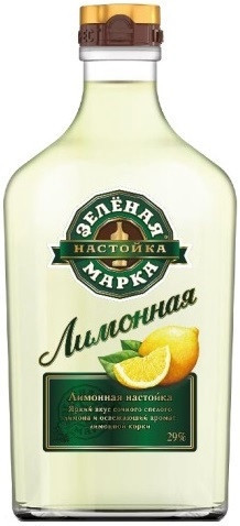 Ликер "Зеленая Марка" Лимонная, настойка сладкая (фляжка), 0.1 л