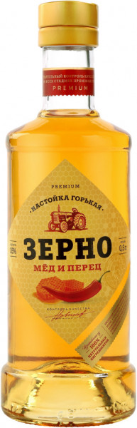 Ликер "Зерно" Мед и Перец, Настойка горькая, 0.5 л