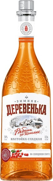 Ликер "Зимняя деревенька" Рябина на коньяке, настойка сладкая, 0.5 л