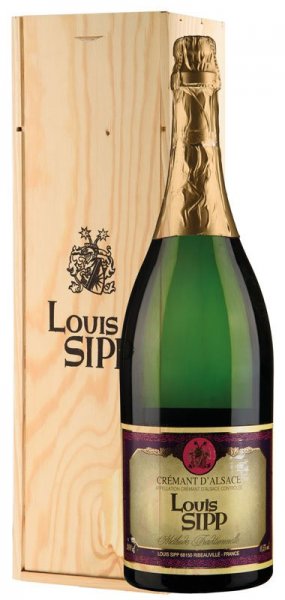 Игристое вино Louis Sipp, Cremant d'Alsace Brut, wooden box, 3 л