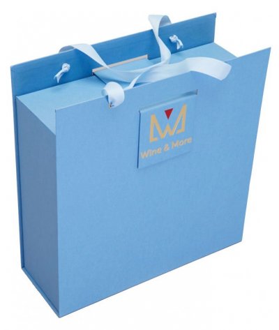 Подарочная упаковка "Case on Clips. Magnet" Gift Box for 1 Bottle and 2 Glasses, blue