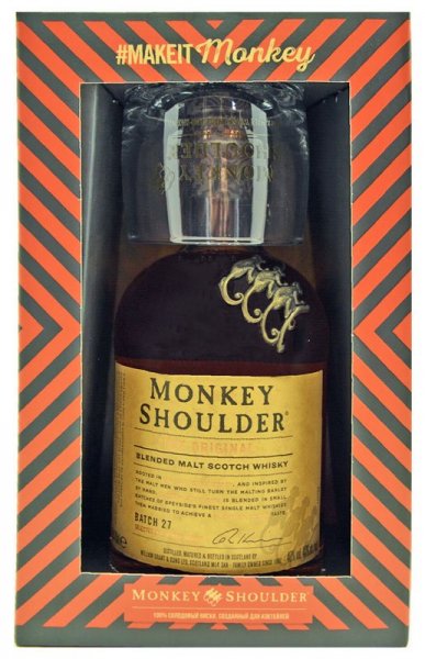 Набор "Monkey Shoulder", gift box with glass above