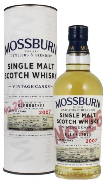 Виски Mossburn, "Vintage Casks" No.26 Glenrothes, 2007, in tube, 0.7 л