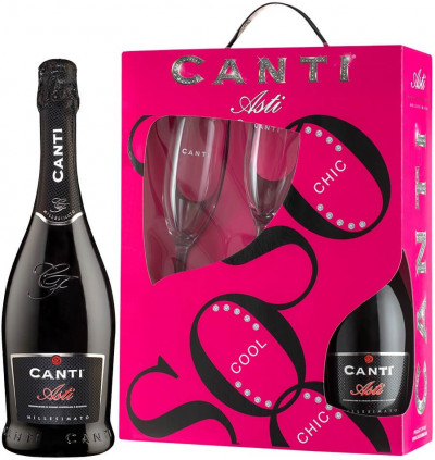 Набор Canti, Asti, 2018, gift set with 2 glasses