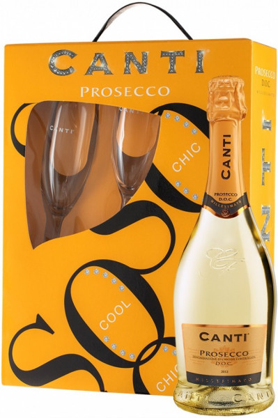Набор Canti, Prosecco, 2018, gift set with 2 glasses