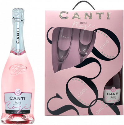 Набор Canti, Rose Extra Dry, gift set with 2 glasses
