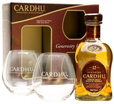 Набор "Cardhu" 12 Years Old, gift box with two glasses
