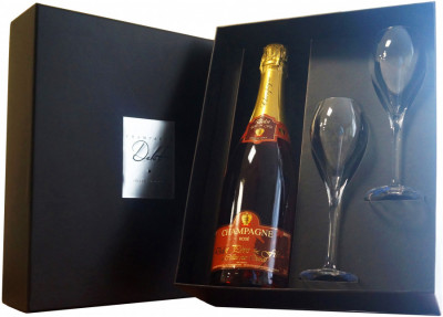 Набор Champagne Delot, Brut Rose, gift box with 2 glasses