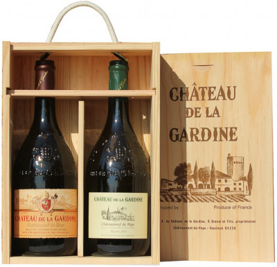 Набор Chateau de la Gardine, Chateauneuf-du-Pape AOC, gift set in wooden box