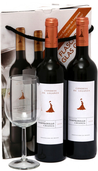 Набор "Condesa de Leganza" Tempranillo Crianza, 2010, gift box (2 bottles & glass)