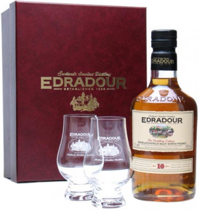 Набор "Edradour" 10 Years Old, gift box with 2 glasses