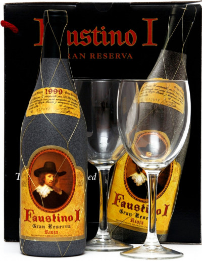 Набор "Faustino I" Gran Reserva, 1999, gift box with 2 glasses