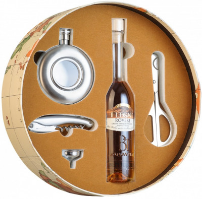 Набор Gift Set "Habana" (Grappa "I Legni Rovere" & metal flask, сigar cissors, wine opener)