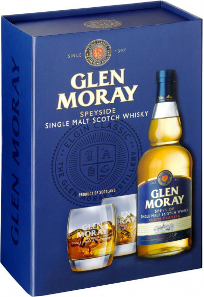Набор "Glen Moray" Elgin Classic, gift box with 2 glasses