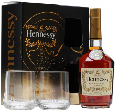 Набор Hennessy V.S., gift box with 2 glasses
