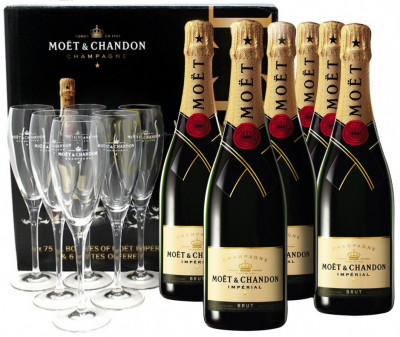 Набор Moet & Chandon, Brut Imperial, gift set (6 bottles & 6 glasses)