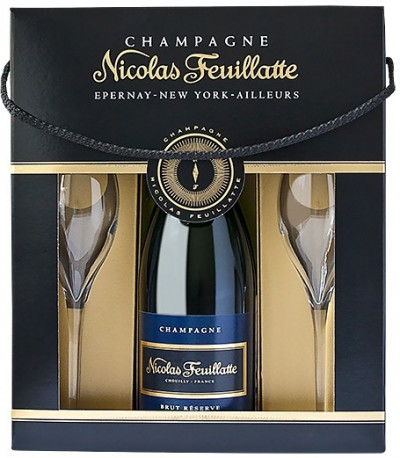 Набор Nicolas Feuillatte, Brut Reserve Particuliere, Coffret with 2 Glasses