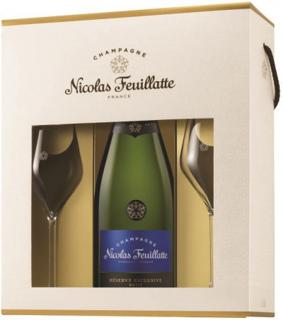 Набор Nicolas Feuillatte, "Reserve Exclusive" Brut, gift set with 2 glasses
