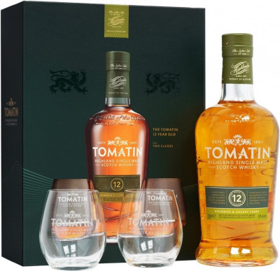 Набор "Tomatin" 12 Years, gift box with 2 glasses