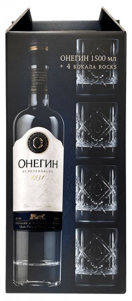 Водка "Onegin", gift box with 4 rocks, 1.5 л