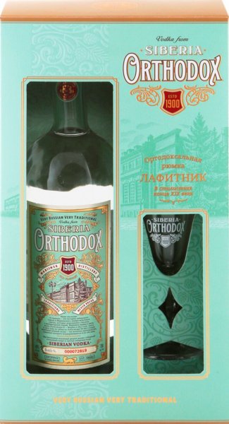 Водка "Orthodox", gift box with glass (lafitnik), 1 л