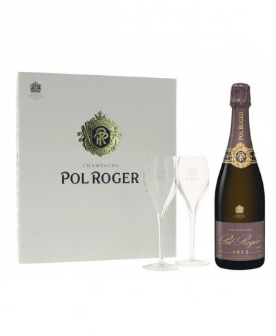 Набор Pol Roger, Brut Rose, 2012, gift set with 2 glasses