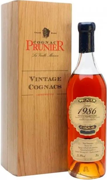 Коньяк "Prunier" Petite Champagne AOC, 1986, gift box, 0.7 л