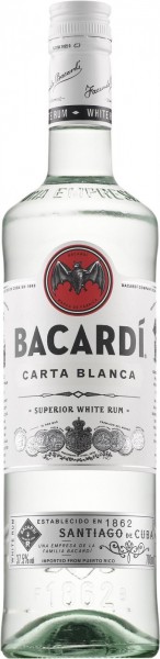 Ром "Bacardi" Carta Blanca, with metal cup, 0.7 л