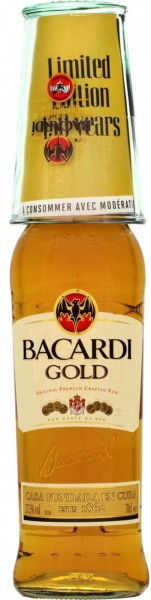 Ром "Bacardi" Gold, with glass, 0.75 л